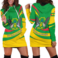 Sao Tome and Principe National Emblem Hoodie Dress with Green Yellow Flag Pattern