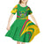 Sao Tome and Principe National Emblem Kid Short Sleeve Dress with Green Yellow Flag Pattern