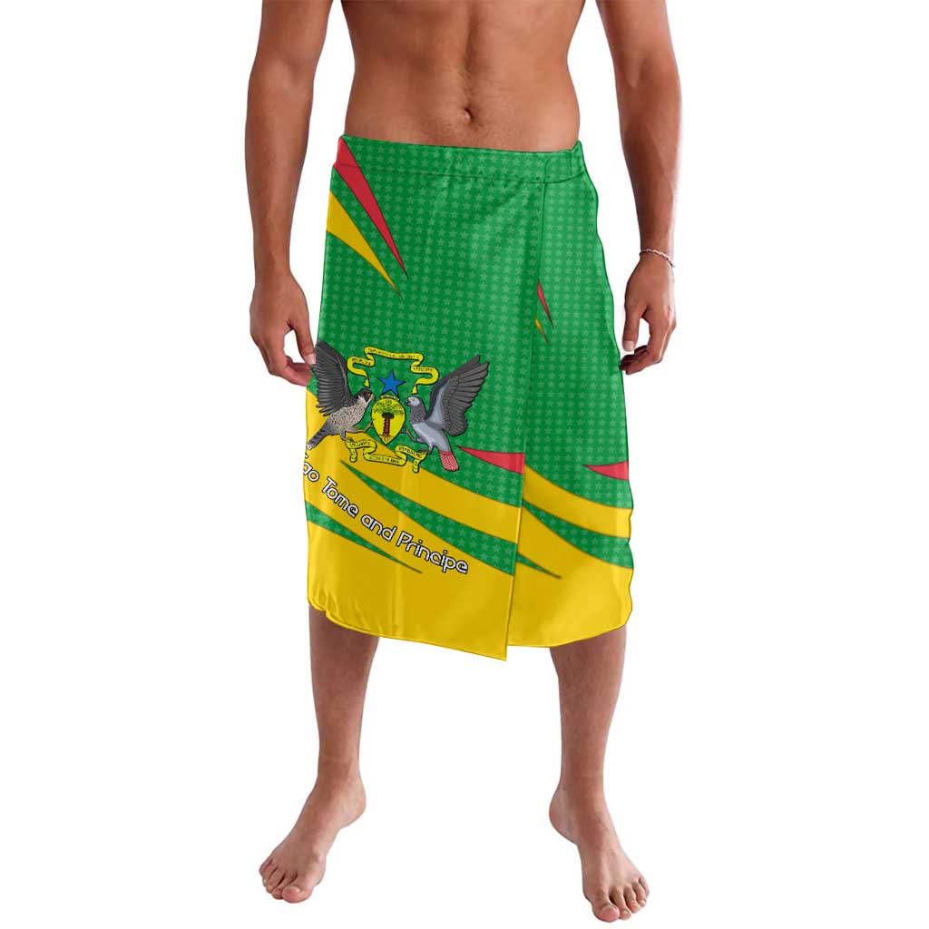 Sao Tome and Principe National Emblem Lavalava with Green Yellow Flag Pattern
