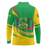 Sao Tome and Principe National Emblem Long Sleeve Polo Shirt with Green Yellow Flag Pattern