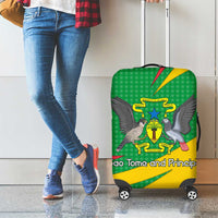 Sao Tome and Principe National Emblem Luggage Cover with Green Yellow Flag Pattern