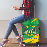 Sao Tome and Principe National Emblem Luggage Cover with Green Yellow Flag Pattern
