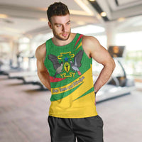 Sao Tome and Principe National Emblem Men Tank Top with Green Yellow Flag Pattern