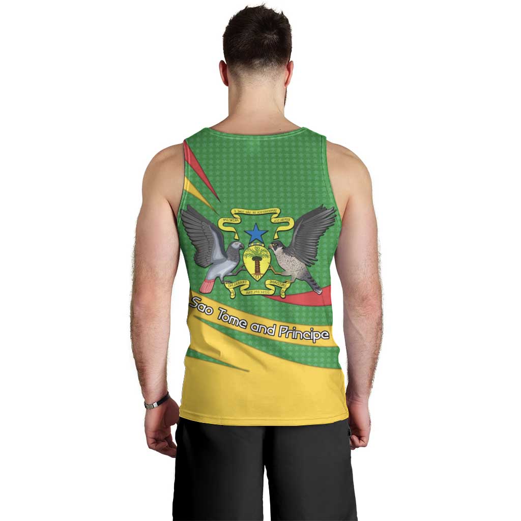 Sao Tome and Principe National Emblem Men Tank Top with Green Yellow Flag Pattern