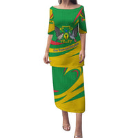 Sao Tome and Principe National Emblem Puletasi with Green Yellow Flag Pattern