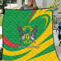 Sao Tome and Principe National Emblem Quilt with Green Yellow Flag Pattern