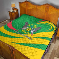 Sao Tome and Principe National Emblem Quilt with Green Yellow Flag Pattern