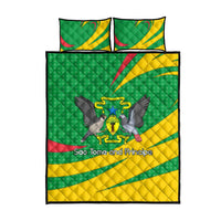 Sao Tome and Principe National Emblem Quilt Bed Set with Green Yellow Flag Pattern