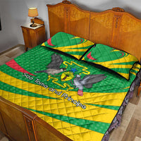 Sao Tome and Principe National Emblem Quilt Bed Set with Green Yellow Flag Pattern