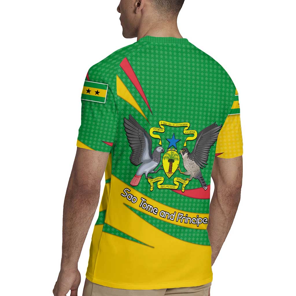 Sao Tome and Principe National Emblem Rugby Jersey with Green Yellow Flag Pattern