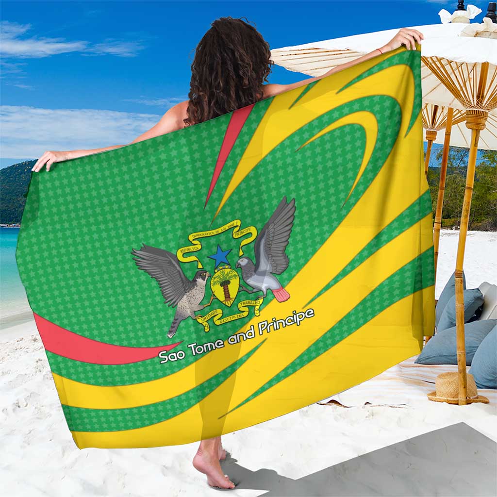 Sao Tome and Principe National Emblem Sarong with Green Yellow Flag Pattern