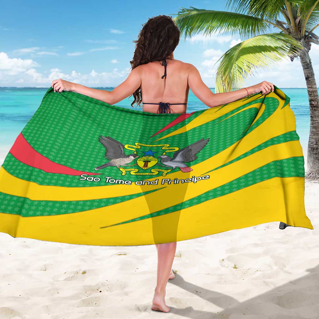 Sao Tome and Principe National Emblem Sarong with Green Yellow Flag Pattern