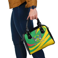 Sao Tome and Principe National Emblem Shoulder Handbag with Green Yellow Flag Pattern