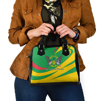 Sao Tome and Principe National Emblem Shoulder Handbag with Green Yellow Flag Pattern