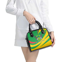 Sao Tome and Principe National Emblem Shoulder Handbag with Green Yellow Flag Pattern