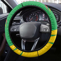 Sao Tome and Principe National Emblem Steering Wheel Cover with Green Yellow Flag Pattern