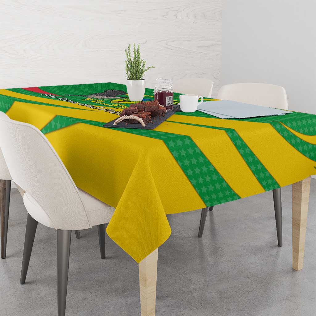 Sao Tome and Principe National Emblem Tablecloth with Green Yellow Flag Pattern
