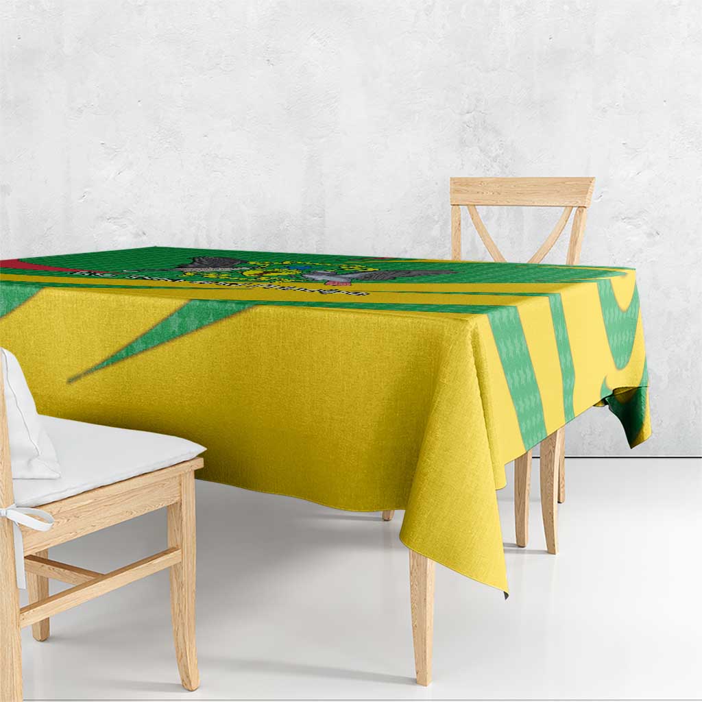 Sao Tome and Principe National Emblem Tablecloth with Green Yellow Flag Pattern