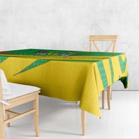 Sao Tome and Principe National Emblem Tablecloth with Green Yellow Flag Pattern