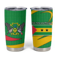Sao Tome and Principe National Emblem Tumbler Cup with Green Yellow Flag Pattern