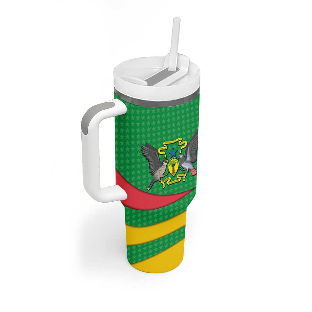 Sao Tome and Principe National Emblem Tumbler With Handle with Green Yellow Flag Pattern