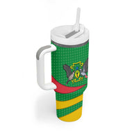 Sao Tome and Principe National Emblem Tumbler With Handle with Green Yellow Flag Pattern