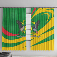 Sao Tome and Principe National Emblem Window Curtain with Green Yellow Flag Pattern