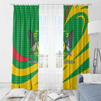 Sao Tome and Principe National Emblem Window Curtain with Green Yellow Flag Pattern