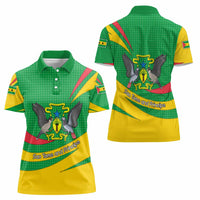 Sao Tome and Principe National Emblem Women Polo Shirt with Green Yellow Flag Pattern