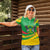 Sao Tome and Principe National Emblem Women Polo Shirt with Green Yellow Flag Pattern