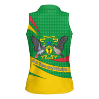 Sao Tome and Principe National Emblem Women Sleeveless Polo Shirt with Green Yellow Flag Pattern