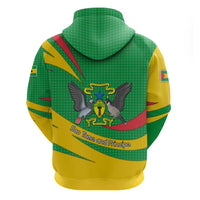 Sao Tome and Principe National Emblem Zip Hoodie with Green Yellow Flag Pattern