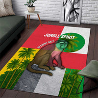 Jungle Spirit Monkey Area Rug with Sao Tome and Principe Tropical Flag Color Blocks