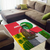 Jungle Spirit Monkey Area Rug with Sao Tome and Principe Tropical Flag Color Blocks