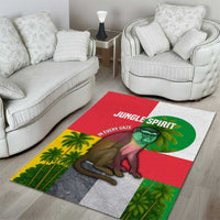 Jungle Spirit Monkey Area Rug with Sao Tome and Principe Tropical Flag Color Blocks