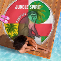 Jungle Spirit Monkey Beach Blanket with Sao Tome and Principe Tropical Flag Color Blocks