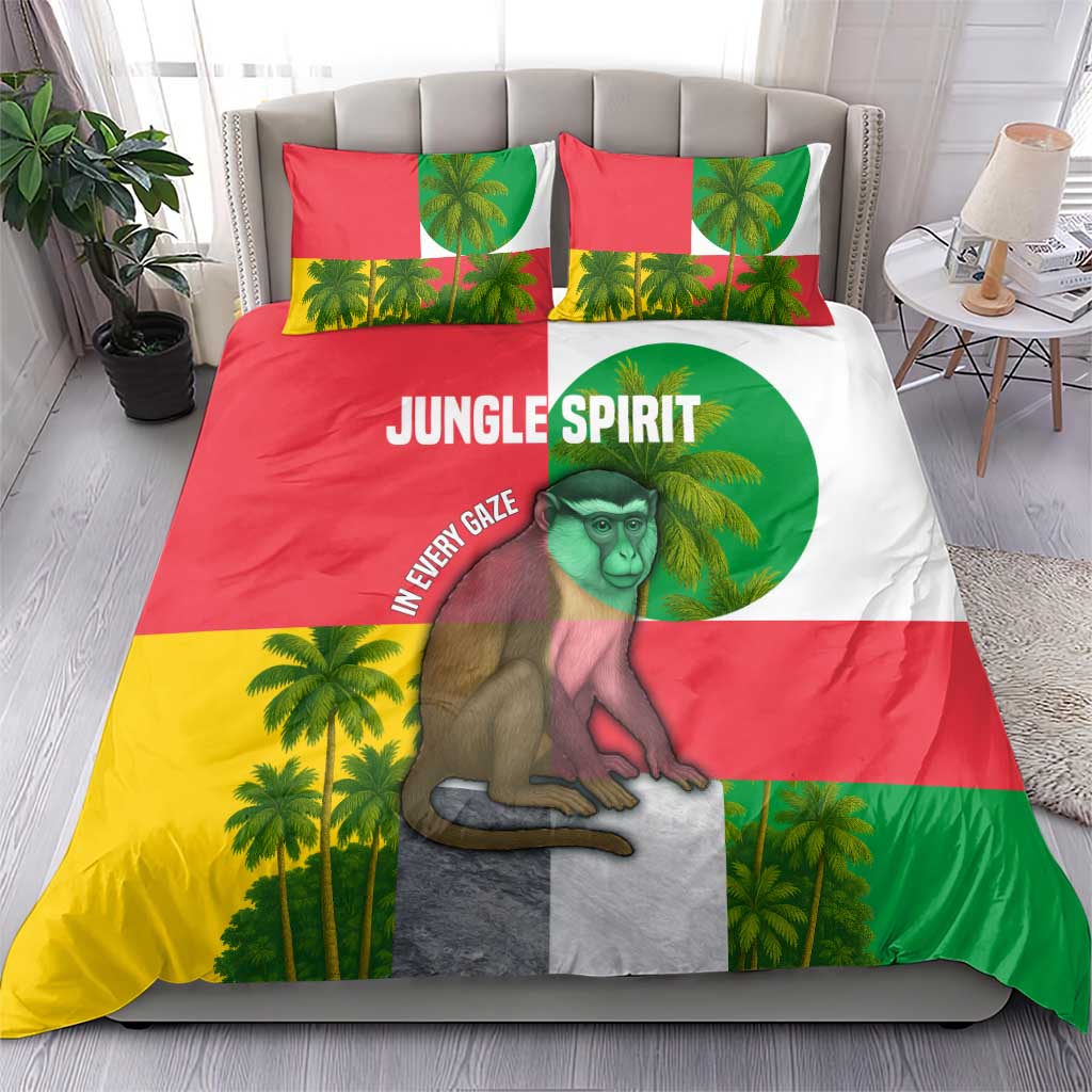 Jungle Spirit Monkey Bedding Set with Sao Tome and Principe Tropical Flag Color Blocks