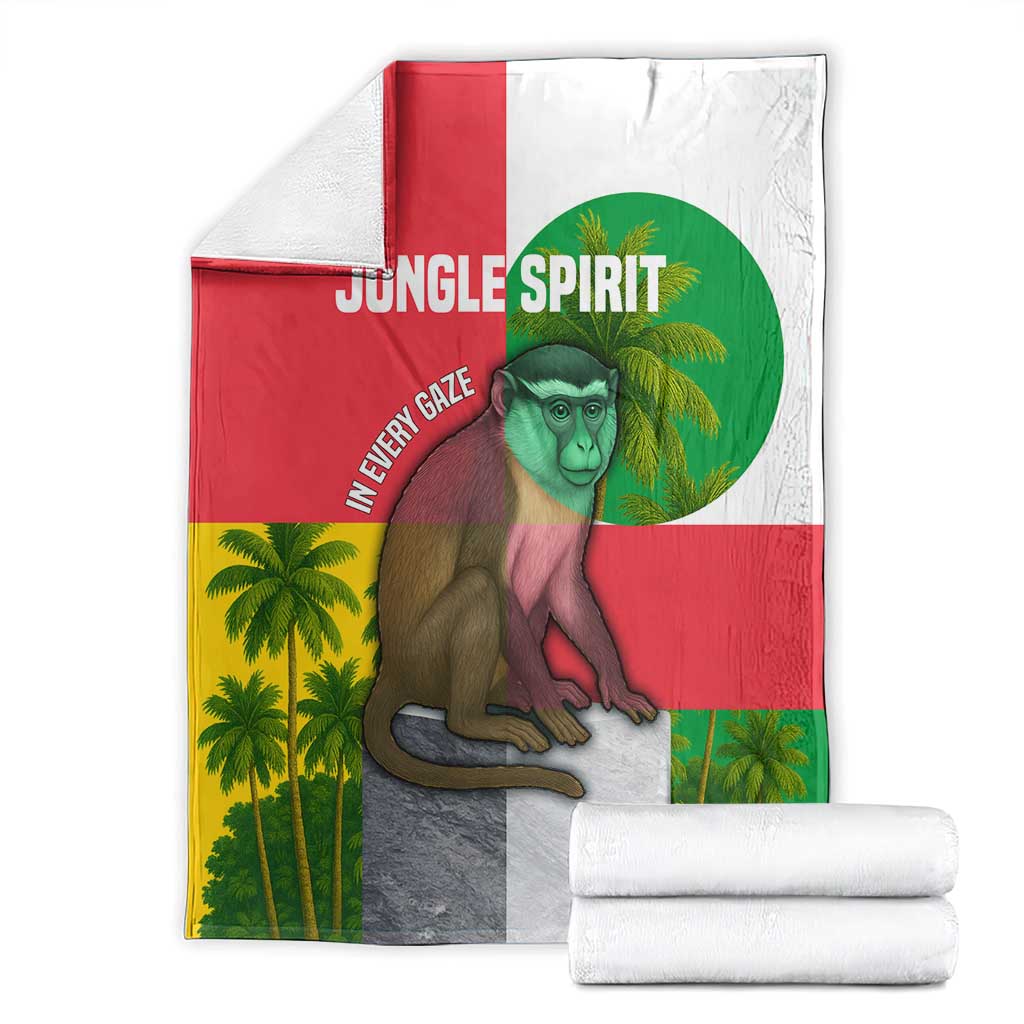Jungle Spirit Monkey Blanket with Sao Tome and Principe Tropical Flag Color Blocks