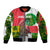 Jungle Spirit Monkey Bomber Jacket with Sao Tome and Principe Tropical Flag Color Blocks