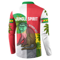 Jungle Spirit Monkey Button Sweatshirt with Sao Tome and Principe Tropical Flag Color Blocks