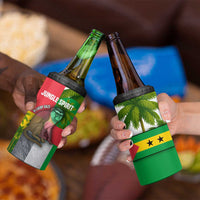 Jungle Spirit Monkey 4 in 1 Can Cooler Tumbler with Sao Tome and Principe Tropical Flag Color Blocks