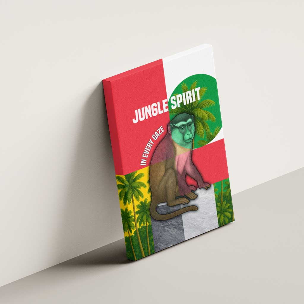 Jungle Spirit Monkey Canvas Wall Art with Sao Tome and Principe Tropical Flag Color Blocks