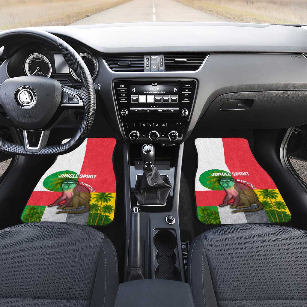 Jungle Spirit Monkey Car Mats with Sao Tome and Principe Tropical Flag Color Blocks