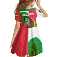 Jungle Spirit Monkey Family Matching Mermaid Dress and Hawaiian Shirt with Sao Tome and Principe Tropical Flag Color Blocks