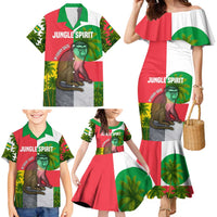Jungle Spirit Monkey Family Matching Mermaid Dress and Hawaiian Shirt with Sao Tome and Principe Tropical Flag Color Blocks
