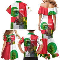 Jungle Spirit Monkey Family Matching Mermaid Dress and Hawaiian Shirt with Sao Tome and Principe Tropical Flag Color Blocks