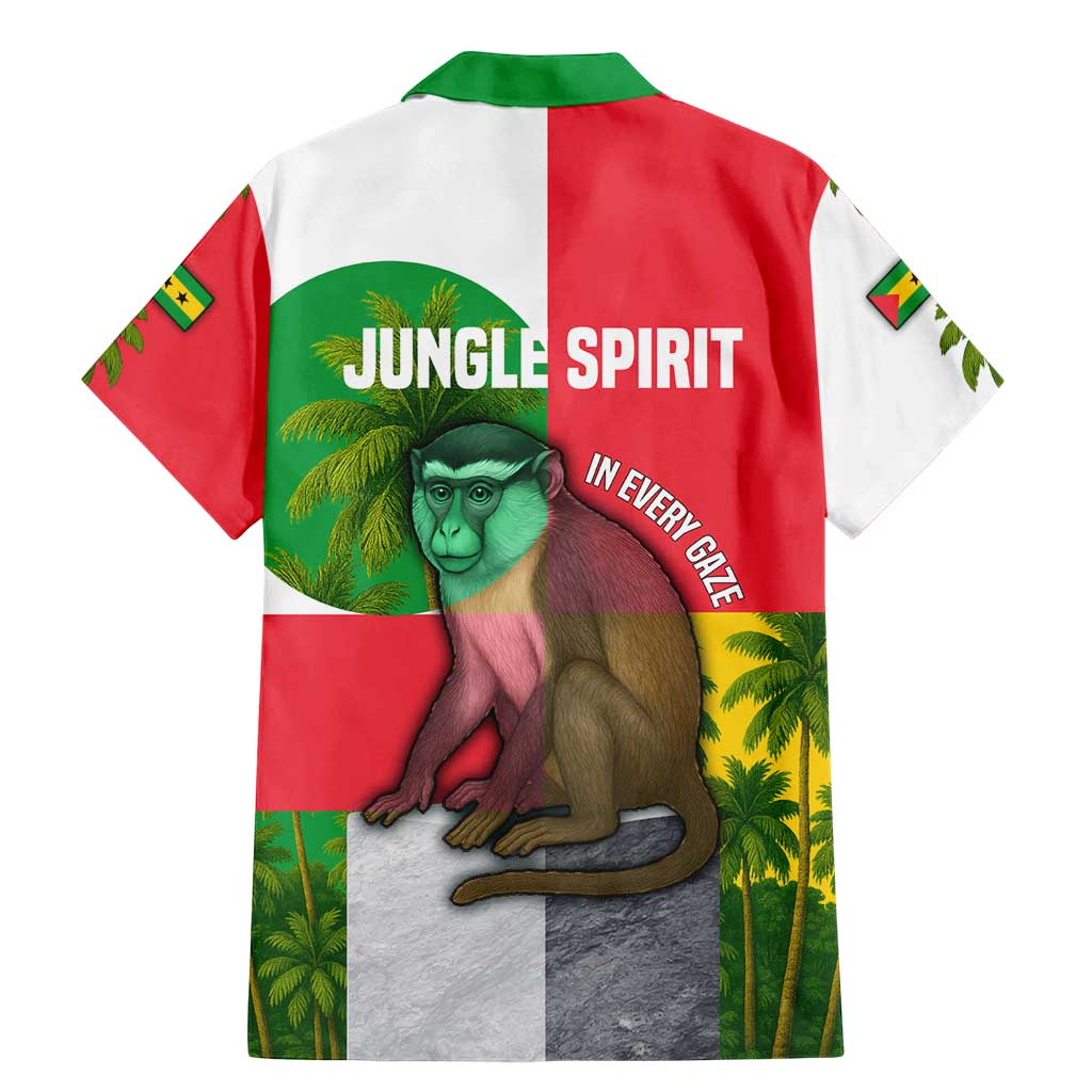 Jungle Spirit Monkey Family Matching Mermaid Dress and Hawaiian Shirt with Sao Tome and Principe Tropical Flag Color Blocks