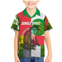 Jungle Spirit Monkey Family Matching Mermaid Dress and Hawaiian Shirt with Sao Tome and Principe Tropical Flag Color Blocks