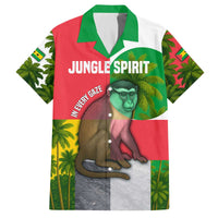 Jungle Spirit Monkey Family Matching Off The Shoulder Long Sleeve Dress and Hawaiian Shirt with Sao Tome and Principe Tropical Flag Color Blocks
