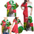 Jungle Spirit Monkey Family Matching Off Shoulder Maxi Dress and Hawaiian Shirt with Sao Tome and Principe Tropical Flag Color Blocks